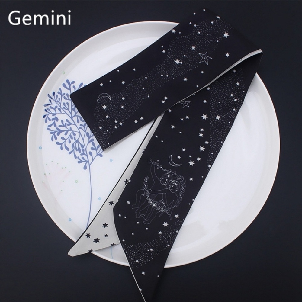 Gemini Zodiac Sign Silk Twilly Scarf - Picture 2 of 6